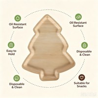 Assiettes jetables en bois en forme de feuille et de vague, en bois naturel, pour la restauration et les événements