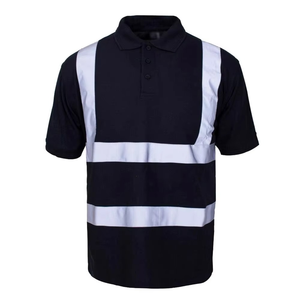 Reflectante de seguridad de construcción informal para hombre, camisa de Polo de manga larga con botones, ropa de trabajo de tela de Jersey estampada - Product Image 1