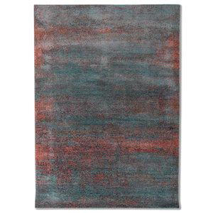 Tapis en laine et soie de bambou noué à la main Kavi Blue, collection Afterglow - Motif abstrait pour usage domestique Eskm-01 - Product Image 1
