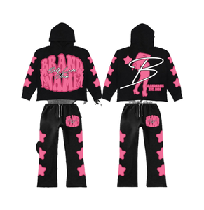 Survêtement à fermeture éclair pour hommes pantalons empilés pantalons de survêtement évasés et ensembles de sweat à capuche survêtement évasé en gros - Product Image 5