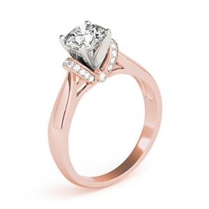 Anillo de Compromiso Minimalista con Diamante Cultivado en Laboratorio de Corte Redondo con Engaste de Puntas en Oro Rosa para Mujer - Product Image 2