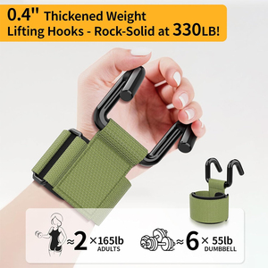 Ganchos de Levantamiento de Pesas para Hombres y Mujeres, 330 LB, Resistentes, con Correa de Muñeca para Levantamiento de Pesas, Dominadas y Fuerza - Product Image 2