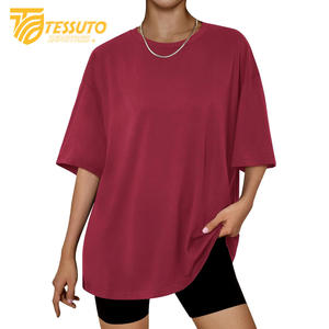 Camiseta básica de gran tamaño con logotipo de impresión personalizado de peso pesado Camiseta de algodón 100% de moda de talla grande de alta calidad para mujer - Product Image 5