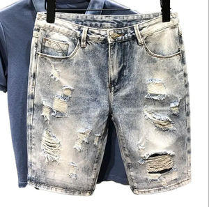 2026 bFashionable Men's Denim <b>Shorts</b> Perforated Printed Waist Casual Style with Solid Pattern Loose Street Clothing for Summer - Product Image 6