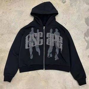 Chándal con apliques bordados desgastados para hombre, conjunto de Sudadera con capucha y pantalón, chándal para correr, conjuntos de chándal de alta calidad - Product Image 5