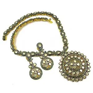 "Fine Kundan Zircon <b>Pearl</b> Necklace <b>Set</b> for Women's Indian Bridal Wedding Party <b>Jewelry</b>" - Product Image 1