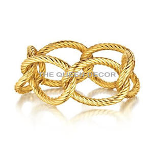 Anneau de serviette de luxe fait main, rond, en aluminium, en forme de feuille, pour la décoration de table de mariage, en stock et prêt à l'emploi - Product Image 3