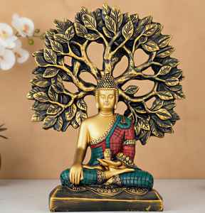 Estatua de Buda Sentado Bajo el Árbol de Bodhi en Latón Premium, Arte Artesanal Elegante para Hogares, Oficinas y Templos, Mejor Precio - Product Image 4