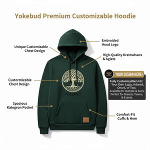 Sudadera con capucha/cierre de cremallera de forro polar estampado de punto grueso para hombre Yokebud OEM al por mayor, calidad premium - Product Image 6