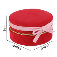 Boîte de rangement portable en velours pour bijoux avec décoration en nœud, étui à bijoux pour les voyages et l'usage quotidien, rangement pour bagues et boucles d'oreilles