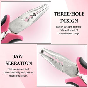 คีมหนีบขนาดเล็ก3รูสแตนเลสขนาดเล็กเครื่องมือต่อผมกันลื่นพร้อมตะขอถัก3อัน - Product Image 3