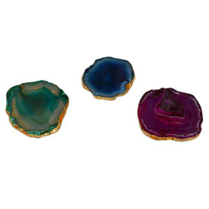 ถาดรองแก้วหินธรรมชาติดีไซน์แบบโบราณของตกแต่งโต๊ะรถไฟเหาะอาเกตที่ทันสมัยดีไซน์คนพายชุบทอง - Product Image 3