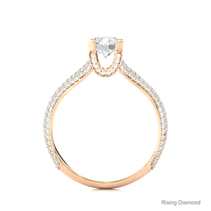 Anillo de compromiso de diamante cultivado en laboratorio de corte redondo de 0,6 quilates, anillo de regalo de aniversario de oro rosa para su Joyería de diamantes CVD - Product Image 2