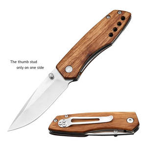 Cuchillo de bolsillo plegable de acero al carbono hecho a mano, navaja afilada EDC con mango de madera, cuchillos plegables de caza para acampar al aire libre - Product Image 2