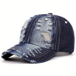 Customized 2pcs Distressed Denim <b>Baseball</b> <b>Caps</b> for <b>Women</b> Adjustable Lightweight & Stylish Hip-Hop with Embroidered Design - Product Image 5