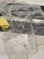 Gaun Lehenga Sutra Organza Lembut Ringan dengan Potongan Pinggir yang Elegan, Blus Kontras Panjang Crop untuk Wanita, Cocok untuk Pesta Pernikahan