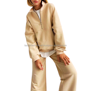 2025 Offre Spéciale femmes rétro demi-fermeture éclair surdimensionné à capuche vêtements de sport personnalisé hiver marque Anti-rides respirant Sport vêtements actifs - Product Image 1