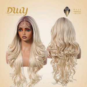 วิกผมสังเคราะห์แบบลูกไม้ด้านหน้า Diva-DWY 13x6 สีน้ำตาลประกายบลอนด์  แสกได้อิสระ  ลูกไม้โปร่งใส  ผมหยิก - Product Image 4