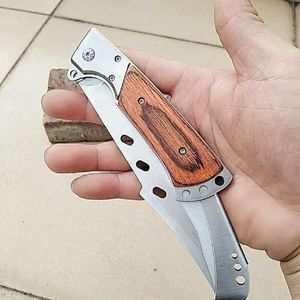 Cuchillo plegable de caza al aire libre de alta calidad para acampar, mango de cuerno, estilo de botón pulsador DIY para fines tácticos de supervivencia, venta al por mayor - Product Image 4