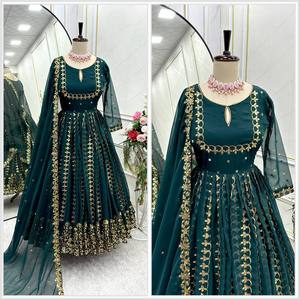 Vestido de Fiesta de Seda para Mujer, Diseño de Diseñador, con Pantalón y Dupatta - Product Image 4