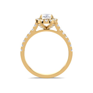 แหวนหมั้นและแต่งงานเพชรทรงรี 1 กะรัต ได้รับการรับรองจาก IGI เพชรเพาะเลี้ยงทรงโอวัล ประดับด้วยเพชรแบบ Halo ตัวเรือนทองคำ 18K สีเหลือง / ขาว / โรสโกลด์ แบบ Pavé Shank - Product Image 4