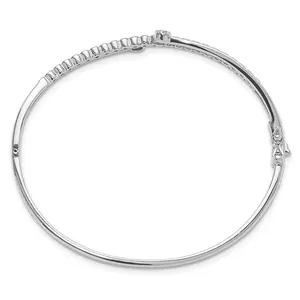 Women's Tishya Diamond 925 Sterling <b>Silver</b> Polished Moissanite Tennis Hinged <b>Bangle</b> <b>Bracelet</b> Rose Gold Plated 9gm - Product Image 3