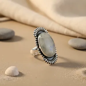 Art Palace 925 Silver Bohemia Style Opal Gemstone Ring Bezel Setting Unisex Everyday Wear From Rajasthan for Gift - Product Image 1