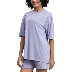 Conjunto de 2 piezas para mujer, 100% algodón, OEM/ODM, camiseta extragrande y pantalones cortos, logotipo impreso en 3D personalizado, ropa urbana, conjunto doble para damas. - Product Image 6