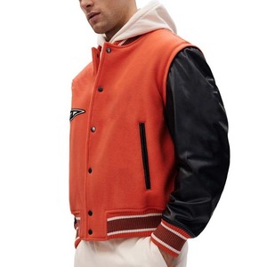 <b>Men's</b> Casual Leather Sleeve Baseball Bomber <b>Jacket</b> Coat College Varsity <b>Jacket</b> with Canvas Fabric Letterman <b>Jacket</b> for <b>Men</b> - Product Image 6