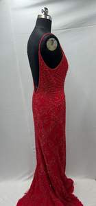 Elegante Vestido Largo con Cuentas y Lentejuelas, Escote en V, para Fiesta, Club, con Flecos, Bordado Natural, Recto y Formal - Product Image 4