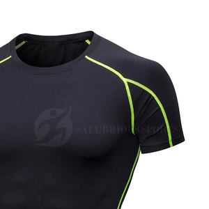 Camiseta de entrenamiento de gimnasio de punto con logotipo personalizado 2025 para hombre, camisetas de Fitness ecológicas de compresión transpirables de secado rápido - Product Image 6