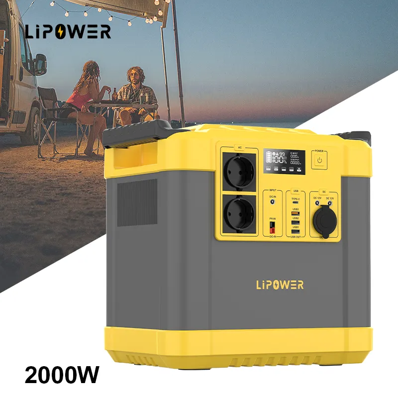 Açık seyahat için Lipower Lifepo4 pil 2000W güneş jeneratör mobil güç istasyonu
