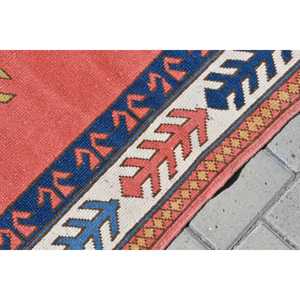 Tapis turc vintage 5,8x7,7 pieds, tapis à carreaux rouges - Product Image 5