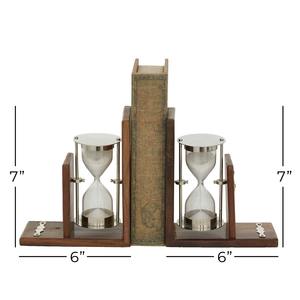 <b>Decorative</b> <b>Sand</b> Timer Bookends Wooden Base Perfect for Office Workspace Study Table Bookshelf and Home Library Display - Product Image 3