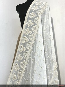 Modal Chikankari Broderie Fantaisie Tissus Dupatta Élégant et Élégant - Product Image 2