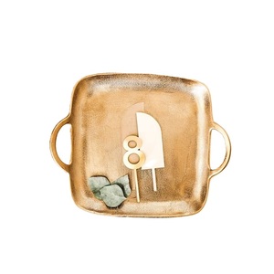 ถาดเสิร์ฟทองเหลืองโบราณพร้อมดีไซน์วินเทจหรูหราสำหรับรับประทานอาหารที่บ้านโลหะคุณภาพสูง - Product Image 1