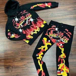 Conjunto deportivo de dos piezas con capucha chándales de alta calidad de poliéster de manga larga con logotipo bordado personalizado - Product Image 5