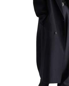 Manteau long en laine pour femme de couleur noir jais avec col large à revers, style double boutonnage, élégant manteau d'hiver tendance, vêtement d'extérieur - Product Image 6