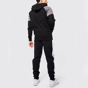 Conjunto Deportivo de Moda 2026 con Bloques de Color en Contraste, Sudadera con Capucha y Cremallera Completa de Felpa Técnica, Conjunto Urbano Informal para Correr, Corte Regular - Product Image 2