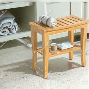 Premium Wooden Shower Bench with Shelf Space-Saving Multi-Purpose Footstool for Living Room Apartment Outdoor Use Modern Design - Product Image 5