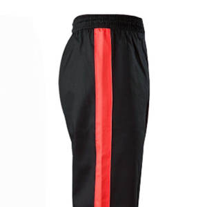 Custom Brand Unisex Black Winter <b>Karate</b> Kickboxing Pants with Red Side Stripes Comfortable Elastic Waistband Durable Fabric - Product Image 5