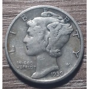 1939 S Mercury Dime Cultural Collectible Jewelry with Unique 'IN GOD WE TRUST' Error - Product Image 1