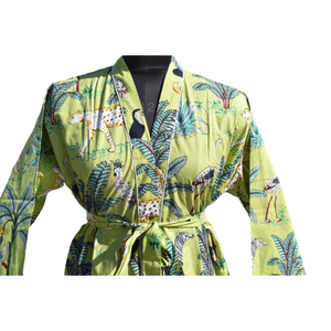 Kimono Peignoir en coton Robe de nuit d'été ouverte sur le devant pour femmes Robe de plage - Product Image 3