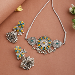 GS Party <b>Choker</b> with Yellow Green Flower Round Design - Product Image 1