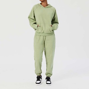 Logo personnalisé Automne Hiver Vêtements d'entraînement à capuche Survêtement en polaire 2 pièces Vêtements de sport pour femmes Jogger Ensemble de survêtements pour femmes Survêtement - Product Image 2