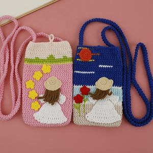 Sac pour petite fille au crochet, style peinture à l'huile, en fil de coton laitier 100% tissé à la main, motif dessin animé mignon, accessoire de mode créatif et culturel - Product Image 2