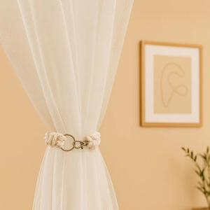 2 lazos de cortina blancos clásicos, accesorios de decoración de macramé, Juego de 2 lazos de cortina de macramé para cortinas - Product Image 1