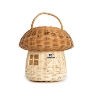 Haute qualité rotin champignon mignon maison de poupée panier de rangement enfants jouets rotin champignon panier