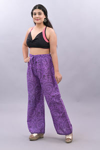 กางเกงขาบานผ้าฝ้ายเอวสูงสำหรับผู้หญิงกางเกงขาบานหลวมพิมพ์ลายสำหรับผู้หญิง - Product Image 3