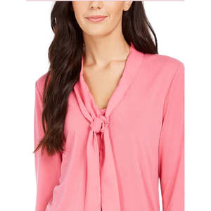 Top Casual da Donna Charter Club in Tessuto Rosa con Laccetti, Taglia Piccola, Decorazione con Bottoni e Motivo Stampato - Product Image 2